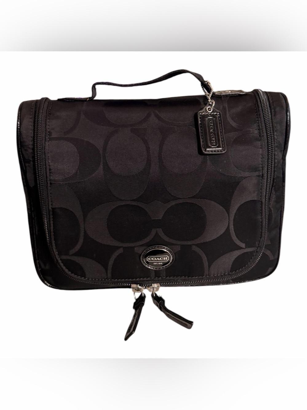 COACH Makeup and Cosmetic Carry All Travel Toiletry Bag with Hanging Hook